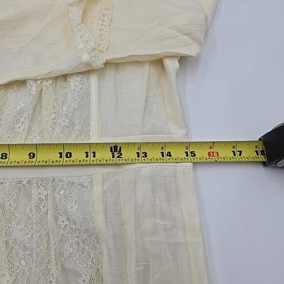 Simple Retro Lace Patchwork Cottage Core Yellow M Coquette Lace Dress‎ - Picture 10 of 15